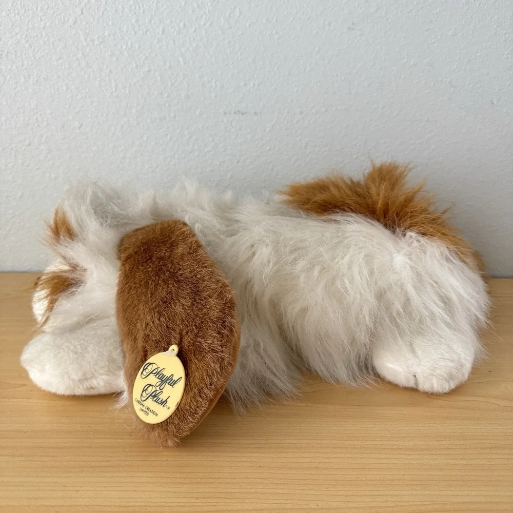 Vintage 80s‎ Large Stuffed Dog Brown White Floppy Chrisha Creation Playful Plush